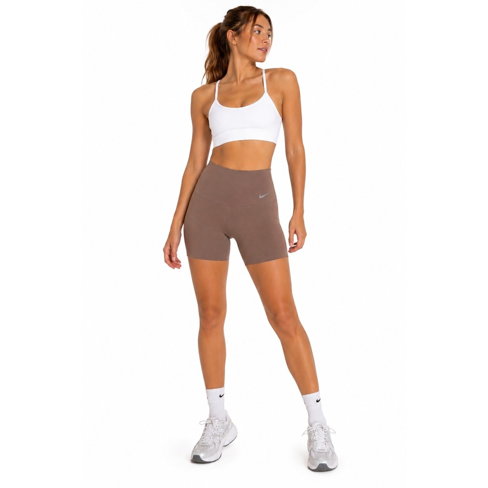 Nike Zenvy Dri-FIT Women XS Brown High Rise Biker Shorts 8 Inch Yoga Training
